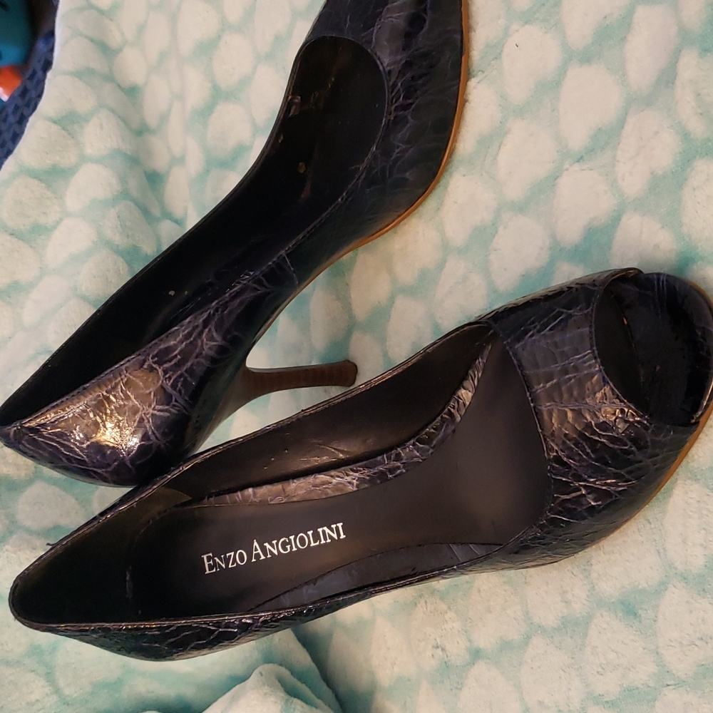 Navy Peep Toe Heels